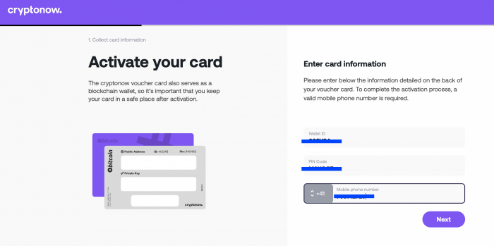 VoucherCard Aktivierungs-Prozess.
