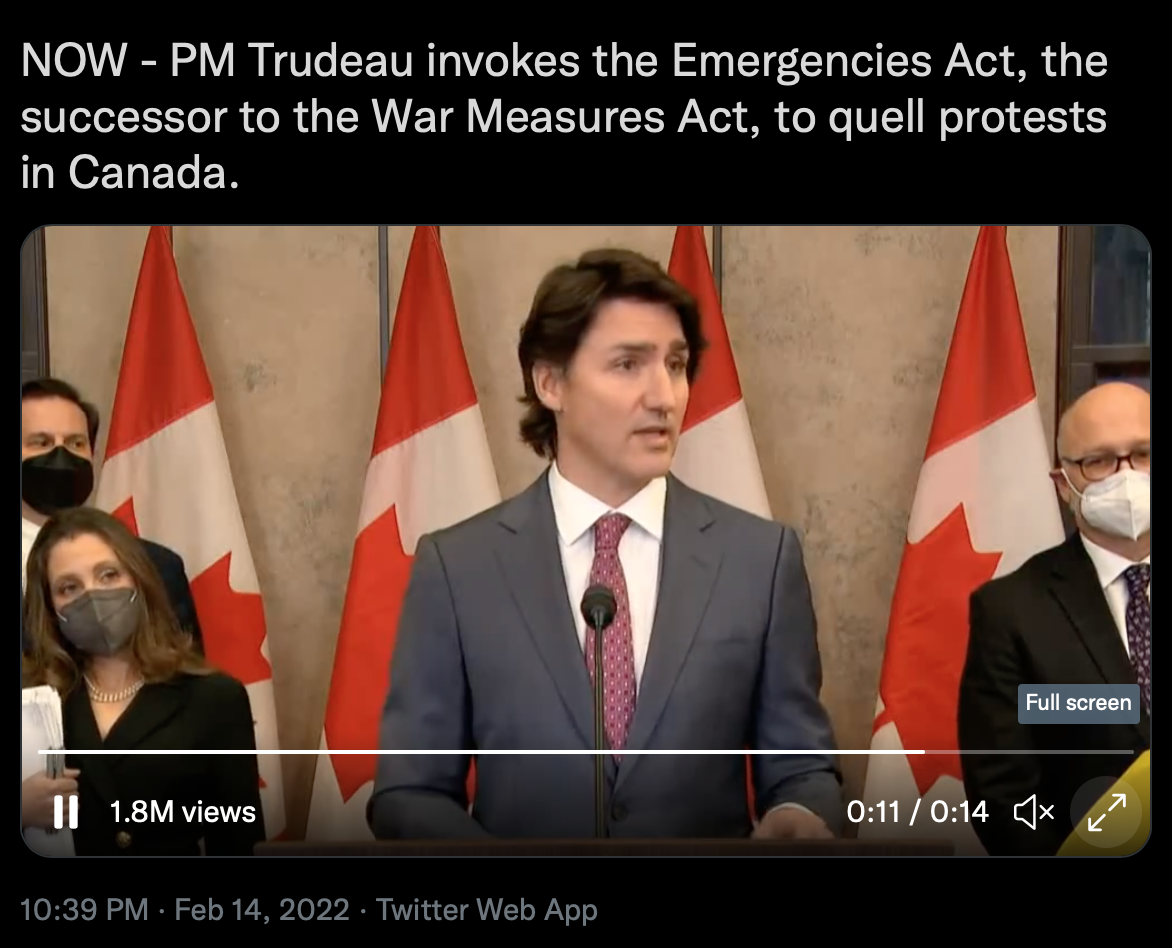 Trudeau invokes emergencies act
