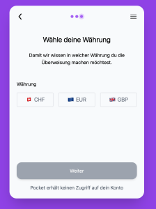 3) Hier gibst du an, welche Fiat-Währung du loswerden würdest, um damit richtiges Geld einzukaufen.